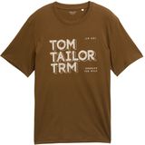 TOM TAILOR - Shirt - Beige - Jersey - Ronde Hals - Kwartmouw