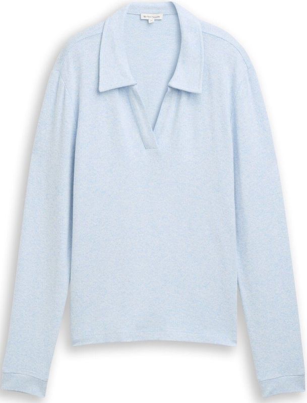 TOM TAILOR - Poloshirt - Lichtblauw - Lange Mouw - Normale Pasvorm