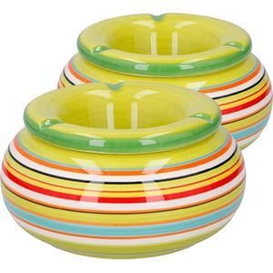 G.Wurm - Storm asbak - 2st - keramiek - groen/multi-kleur - 13 x 7 cm