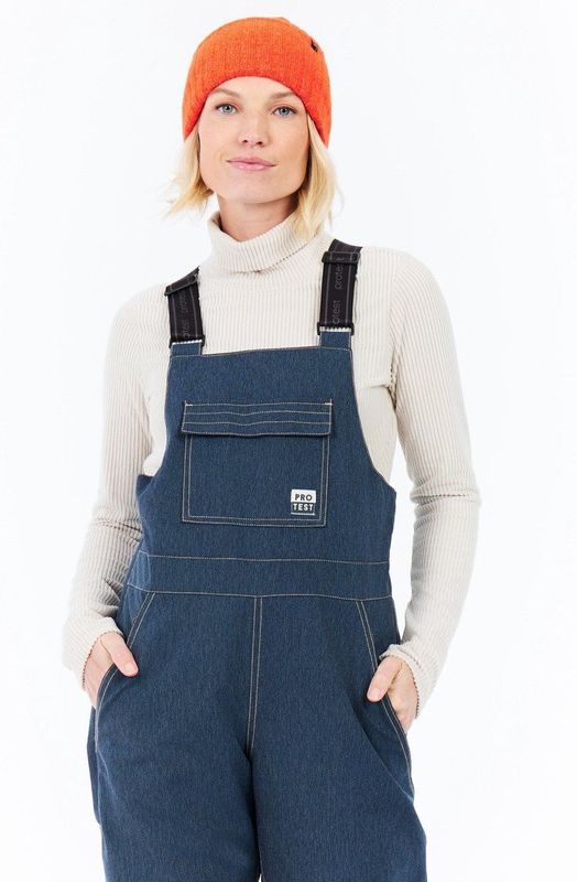 Protest Prtadan - Skibroek Dames - Salopette - Zak met rits - Waterkolom 10K – Dark Sky Denim