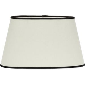 Riviera Maison Lampenkap ovaal schuin met zwarte rand - RM Oval Linen Lampshade - Wit - Linnen(LxBxH) 45x18x25 cm