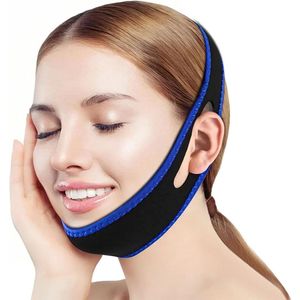 1 Anti-snurk kinband - 66 × 7,5 cm - Opvouwbaar - Verstelbare anti-snurk kinband - Gebruiksvriendelijk - Unisex slaapkinband - Blauw