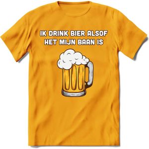 Ik Drink Bier Alsof Het Mijn Baan Is T-Shirt | Bier Kleding | Feest | Drank | Grappig Verjaardag Cadeau | - Geel - XXL
