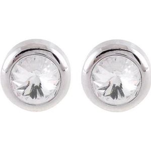 Behave Oorbel oorstekers glanzend zilverkleur 8mm lengte, met swarovski elements kristal steen