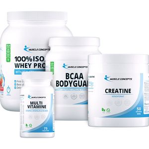 Topsporter Pakket - 100% Whey Isolaat Protein Aardbei + Creatine Monhoydraat + BCAA Bodyguard + Multivitamine | Muscle Concepts