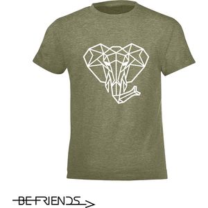 Be Friends T-Shirt - Olifant - Heren - Kaki - Maat S