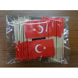 Akyol - 10 x cocktailprikkers Turkse vlag-turkije - cocktailprikkers vlag-turkiye -landen prikker - - party prikkers- Turkije prikker - pizza- verjaardag -offerfeest- Prikkers–feestprikkers – feest