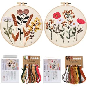 Embroidery Starter Set with Cutting Pattern for Frame, Needles, and Description - DIY Art Crafts Sewing Kit (Model C+D)