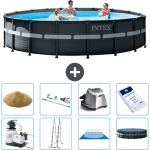 Intex Rond Ultra XTR Frame Zwembad - 549 x 132 cm - Inclusief Pomp - Ladder - Grondzeil - Afdekzeil Filterzand - Stofzuiger - Zoutwatersysteem - Zwembadzout