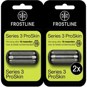 Frostline - Set van 2 Compatibele Scheerkop voor Braun Series 3 – 32B / 32S – Vervangend Scheerblad + Snijelement – Geschikt voor 3000s / 3010s / 3040s / 3050cc / 3070cc / 3080s