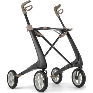 Rollator Acre Carbon Ultralight L, zwart, met kleine organizer bag