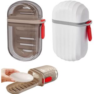 My Ninki ® Compacte en Waterdichte Zeepdoos met Afdruiprek voor Reizen en Dagelijks Gebruik - Set van 2