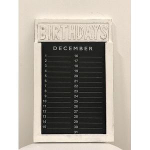 Houten verjaardag kalender wit 35 cm verjaardagskalender