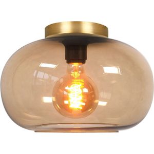 Goudkleurige plafondlamp | 1 lichts | bruin / goud | niet spiegelend | glas / metaal | diameter 31 cm | eetkamer / woonkamer / slaapkamer / hal | modern / sfeervol design