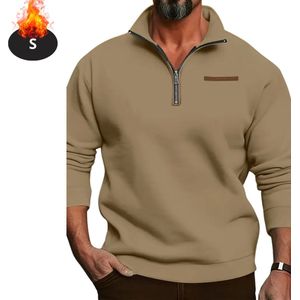 Livano Quarter Zip Heren - Sweater - Sweaters - Hoodie - Warme Trui - Vest - Lang - Coltrui - Kameel - S