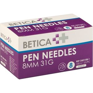 Betica pennaalden - 8MM x 31G - 100 stuks
