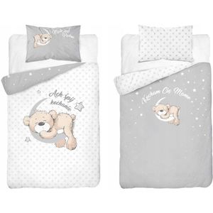 Detexpol Kinderbeddengoed 90x120 cm Beer Maan Grijs Sterren Katoen