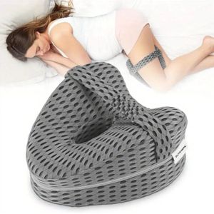 Dutchers.® Orthopedisch Kniekussen met Riem - Tijk Wasbaar - Zijslaapkussen voor in bed - Ergonomisch Beenkussen - Heupklachten - Extra Luchtig - Artrose - Houding correctie - Grijs