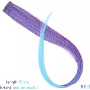 Haar extension | Hair extension | Clip in hair extension 1 stuk paars/blauw - nep haar kinderen - plukje haar kind-  carnaval haar clip in - plukje gekleurd haar kind