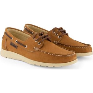 Travelin Seaport - Dames Instappers - Leren Moccasins met veter - Cognac - Maat 41