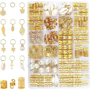 Thelau - Haaraccessoires Set voor Vlechten en Dreadlocks - Gouden Decoraties voor Vrouwen en Meisjes - 230 Stuks