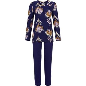 Marineblauwe pyjama bloemen Ringella - Blauw - Maat - 38