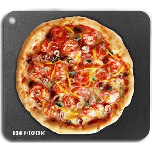 14 ""x 14"" x 1/4"" Pizzastaalplaat voor Oven - Voorgekruide Koolstofstaal Pizzasteen - Zware Roestvrije Pizzapan voor Buitengrill en Binnenoven