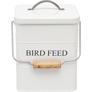 Voeremmer met deksel, voorraadbak voor vogelvoer en voer, droogvoerbak opbergbakken – wit