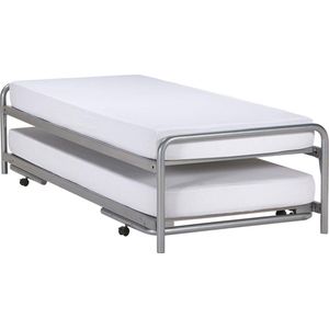 Beddenreus Dual Logeerbed & Onderschuifbed - 90x200cm - Zilver