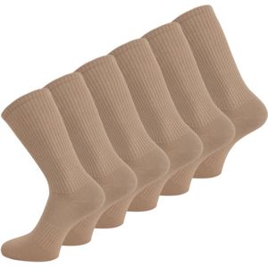 6 paar Katoenen damessokken - Naadloze sokken - Cappuccino - Maat 35-38