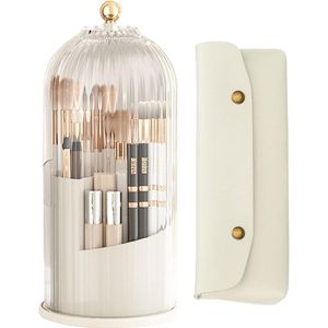 Roterende borstelhouder met 360° rotatie - ruimtebesparende cosmetica organizer - wit