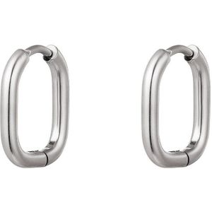Bijoutheek Oorringen Vierkante Hoop Klein Silver