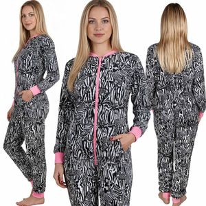 EENDELIG damespyjama ZEBRA, WARME gestreepte jumpsuit S