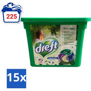 Dreft - Wasmiddelcapsules 4in1 - Witte en Gekleurde Was - Witte Bloem - 15 Wasbeurten - Bulkverpakking - 15 stuks