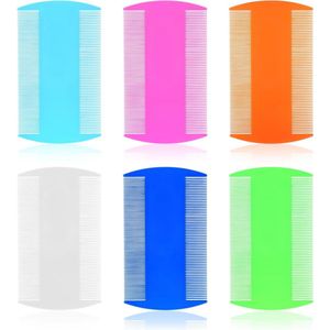 Dubbelzijdige plastic luizenkam 6 stuks - voor honden, kinderen, katten - huisdierkam fijntandige hoofdluskam