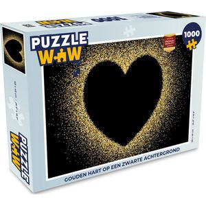 Puzzel Gouden hart op een zwarte achtergrond - Legpuzzel - Puzzel 1000 stukjes volwassenen