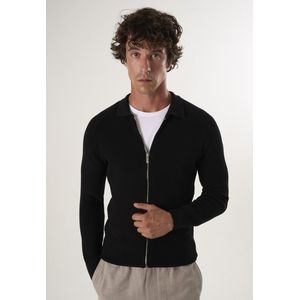 Felix Hardy Vest Met Rits - Cardigan - 100% Katoen Heren Zwart - L