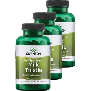 Swanson | Full Spectrum Milk Thistle 500mg | 100 Capsules | 3 stuks | 3 x 100 Capsules