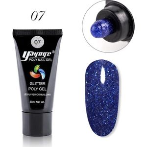 Yayoge - Polygel kleur blauw met zilver glitter - gelnagels kleur - polygel starterpakket - gelnagels starterspakket - gel nagellak - kunstnagels - nail art