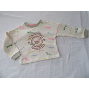 petit bateau , meisje, sweater , creme met libel , les nouvelles princesses , 3 jaar 95