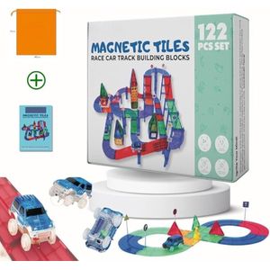 Magnetic Tiles- Magna Tiles - Magnetisch Speelgoed – Racebaan - 122 stuks - Connect Speelgoed - Magnetische tegels - Montessori Speelgoed - Magnetic Toys - Magnetische Bouwstenen - Speelgoed Kinderen - Cadeau - Vrolijke Kleurtjes