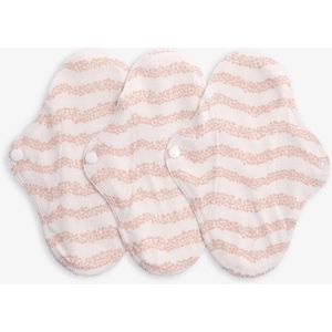 Imsevimse inlegkruisjes van biologisch jersey katoen - dun en soepel wasbare inlegkruisjes - Stone - Wit met roze accenten - wit roze