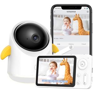 Boifun Baby 1SM - Babyfoon met Camera - 2MP & 4X Zoom - 4.3” HD WiFi Video Babyfoon met App - Nachtzicht - 2-Weg Talk