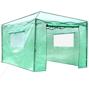 Verplaatsbare Professionele Kas - Moestuin - Waterdicht - Met Ramen- Walk in - Groen - 3,6M Lang