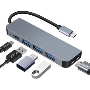 Multi-Data Port 5Gbps 5-in-1 USB-C Docking Station, USB-C Hub Multi-Port Adapter, geschikt voor MacBook Pro/Air, iMac, iPhone 16 15 Plus Pro Max, Samsung Galaxy