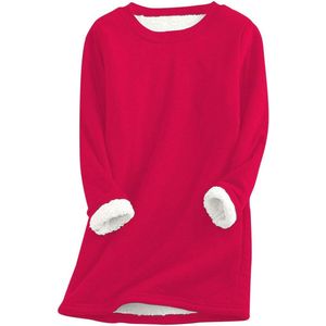 Dames Langarm Sweatshirt met Teddy Fleece & Ronde Hals