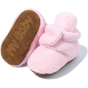 Babyslofjes - warme slofjes voor je baby - 0-6 maanden (11 cm) - schoenmaat 17-18 roze