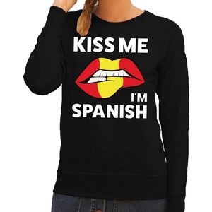 Kiss me I am Spanish sweater zwart dames - feest trui dames - Spanje kleding XL
