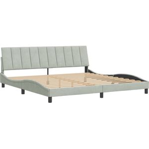 vidaXL - Bedframe - met - hoofdeinde - fluweel - lichtgrijs - 200x200 - cm