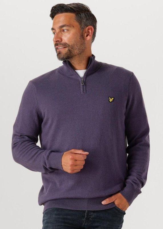 Lyle & Scott - Katoenen Merino 1/4 Zip Trui - Grijs